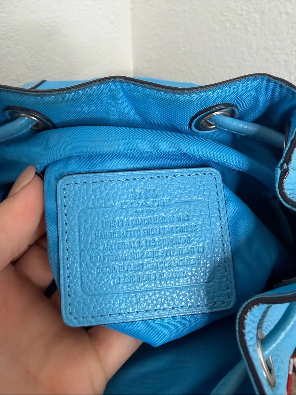 Coach Bright Blue Pebbled Leather Mini Backpack
